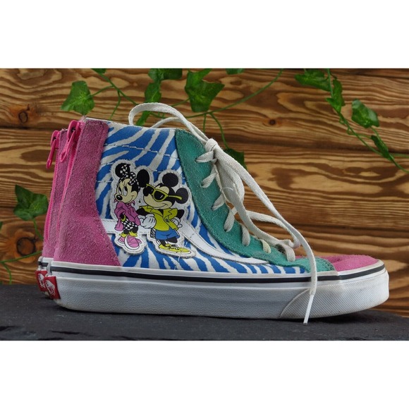 Vans x Disney Mickey Mouse Girls Youth 3 High Top Sneakers Pink Blue Suede - Picture 4 of 7